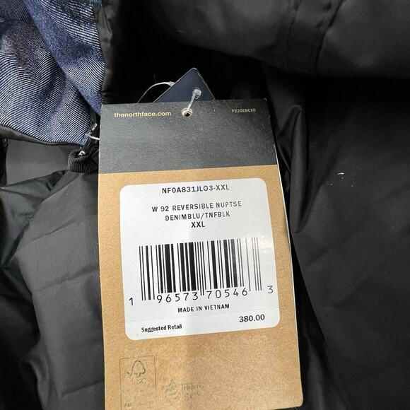 The North Face Jacket Size 2XL Womens Reversible Nuptse 92 Denim Blue Black $380 - Picture 11 of 12